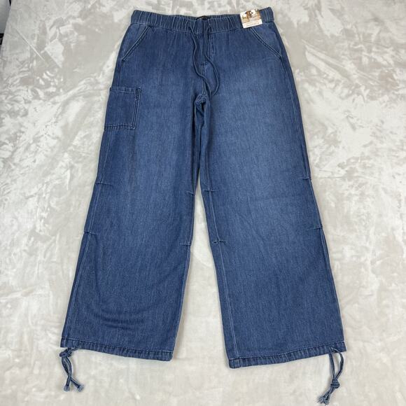 Sincerely Jules Pants Womens Medium Parachute Cargo Wide Leg Baggy Elastic Waist - Picture 1 of 12